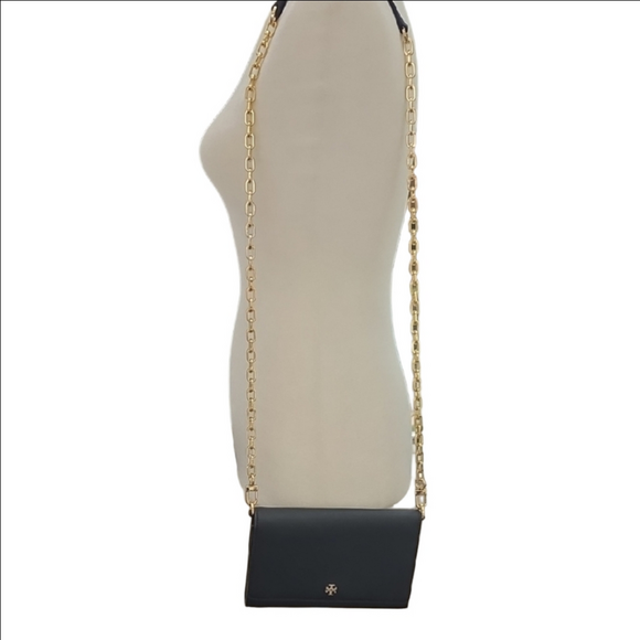 Tory Burch Black and Gold Crossbody Bag with Chain Details Card Slots!!! Chic. - Picture 5 of 14
